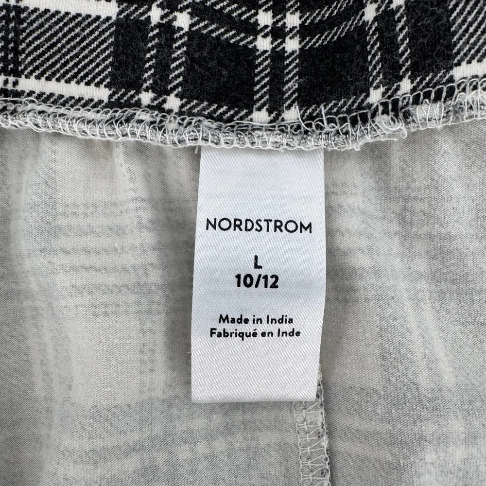Girls’ Nordstrom Black & Ivory Plaid Organic Cotton Skater Skirt Size L 10/12
